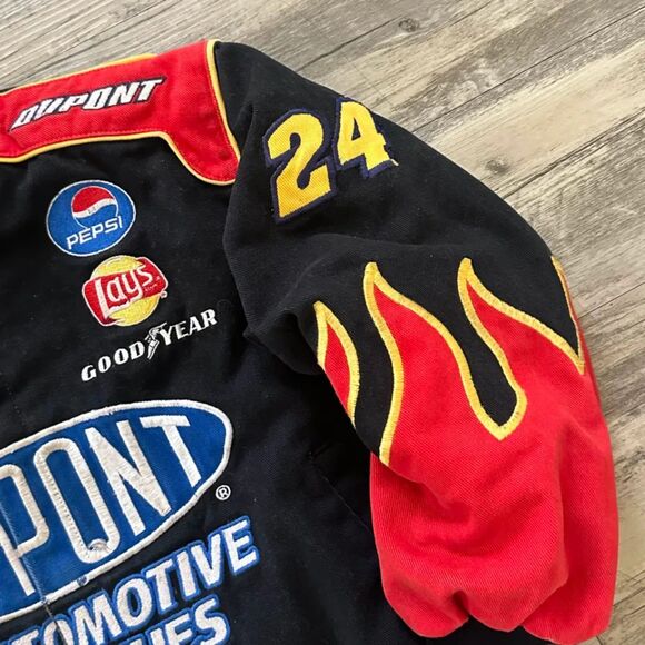Vintage Nascar #24 Jeff Gordon Dupont Flames Racing Jacket Size XL YOUTH - Picture 4 of 7